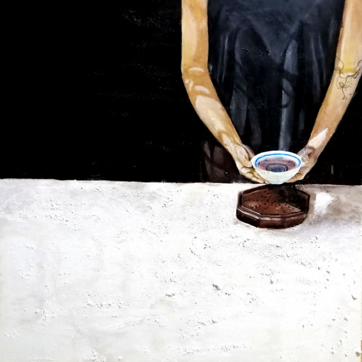 Peinture intitulée "Please have tea 请喝茶" par Seanhwee Lee, Œuvre d'art originale, Pigments