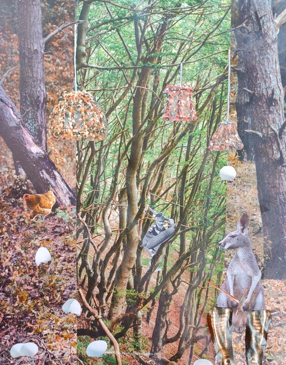 Colagens intitulada "Forest Spirit - col…" por Leetruka, Obras de arte originais, Colagens