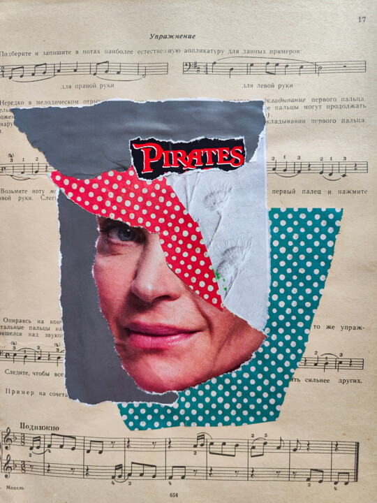 Painting titled "Pirates collage abs…" by Leetruka, Original Artwork, Collages