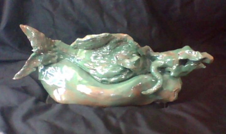 Sculpture titled "poisson verre" by Desire Lefebvre, Original Artwork, Clay