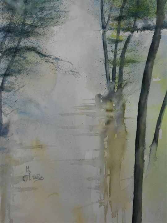 Peinture intitulée "arbres-dans-l-eau-4…" par Le Fléchois, Œuvre d'art originale