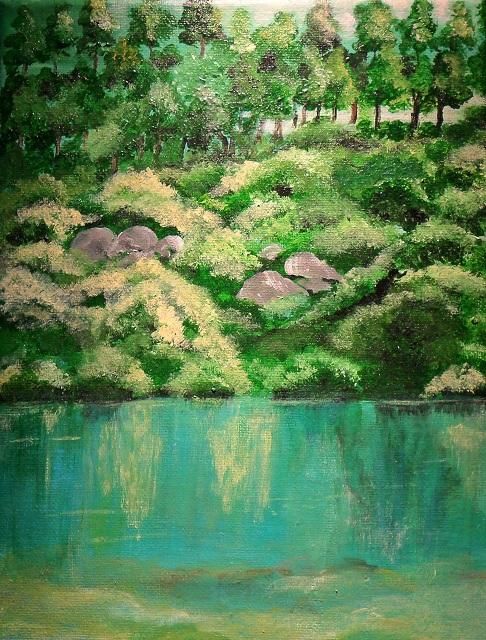 Peinture intitulée "Emerald River / Rio…" par Edouard Lefrontier, Œuvre d'art originale, Huile