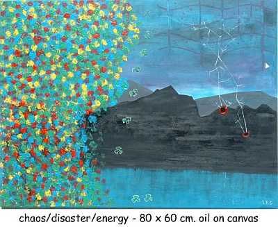 Painting titled "chaos-disaster-ener…" by Left Hand Georges, Original Artwork