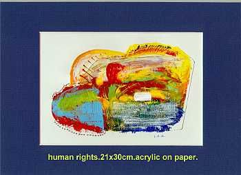 Painting titled "human rights" by Left Hand Georges, Original Artwork