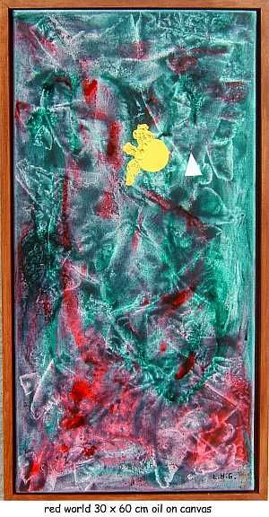 Painting titled "red world" by Left Hand Georges, Original Artwork