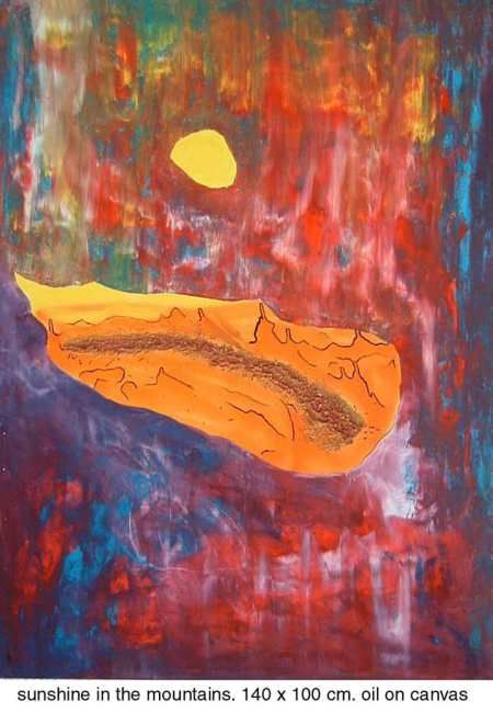 Pintura titulada "sunshine in the mou…" por Left Hand Georges, Obra de arte original
