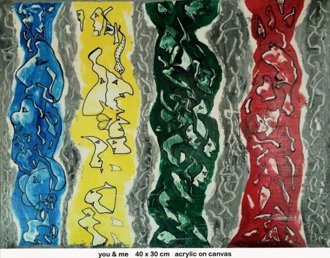 Ζωγραφική με τίτλο "you & me" από Left Hand Georges, Αυθεντικά έργα τέχνης