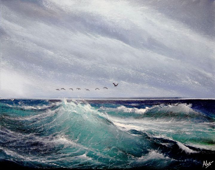 Peinture intitulée "Au dessus des vagues" par André Légaré, Œuvre d'art originale, Acrylique