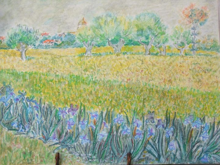 Dessin intitulée "Irises - Homage To…" par Branka Mattenheim, Œuvre d'art originale, Autre