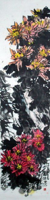 Painting titled "花鸟" by Kin-Sang Kwok, Original Artwork, Oil