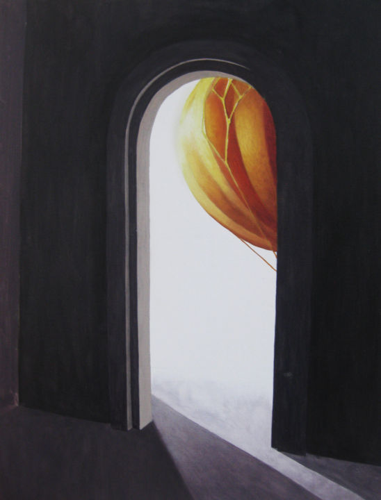Malerei mit dem Titel "La puerta" von Vincent Leger, Original-Kunstwerk, Öl