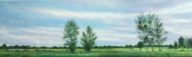 Painting titled "Marais de Carentan" by Lydie Le Gléhuir, Original Artwork