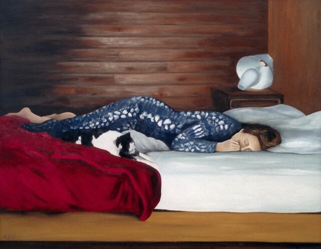 Peinture intitulée "La sieste" par Lydie Le Gléhuir, Œuvre d'art originale
