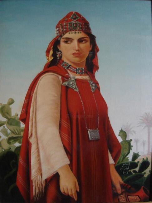 Peinture intitulée "Femme Berbére   (d'…" par Leila Ameddah, Œuvre d'art originale