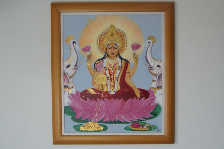 Painting titled "lakshmi.jpg" by Leila Belakhdar, Original Artwork, Acrylic