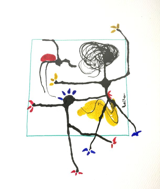 Картина под названием "Fragments - Célébra…" - Leila Assmann, Подлинное произведение искусства, Чернила