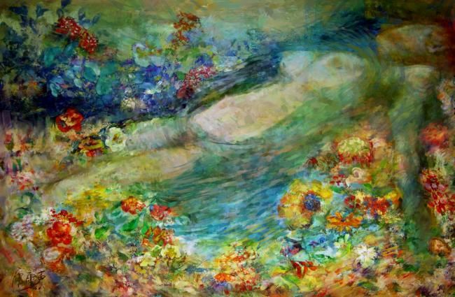 Digital Arts titled "The flower buries(花…" by Lei Yu Sheng, Original Artwork, Digital Painting