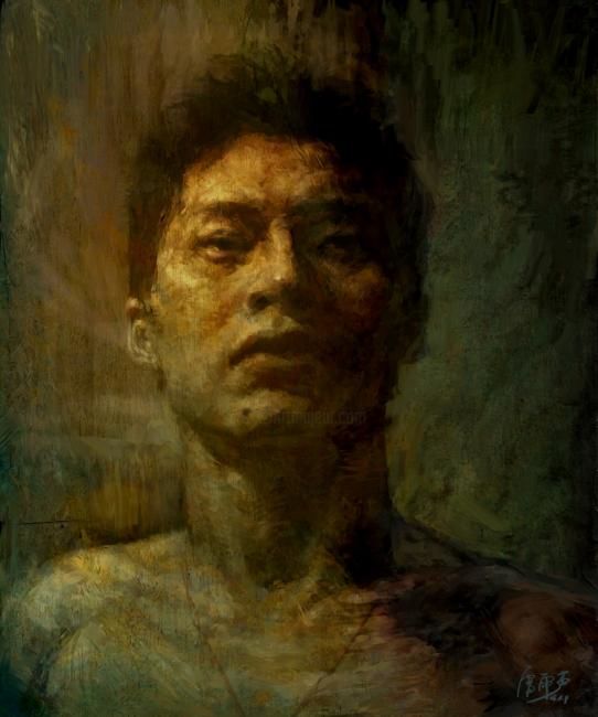 Digital Arts titled "Self-portrait(自画像)" by Lei Yu Sheng, Original Artwork, Digital Painting