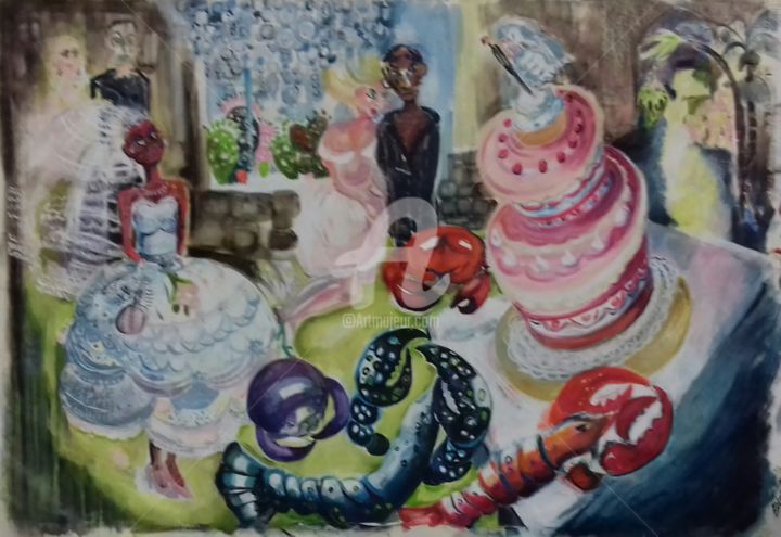 Painting titled "Les fetes angulaire…" by Laurence Lejay, Original Artwork