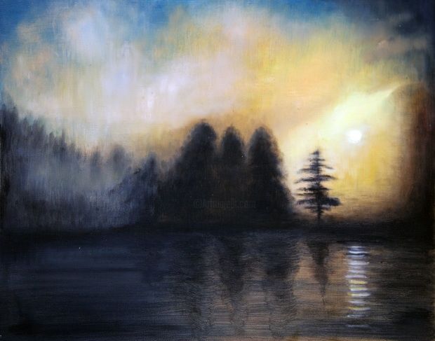 Картина под названием "Moonlight" - Lela Jobadze, Подлинное произведение искусства