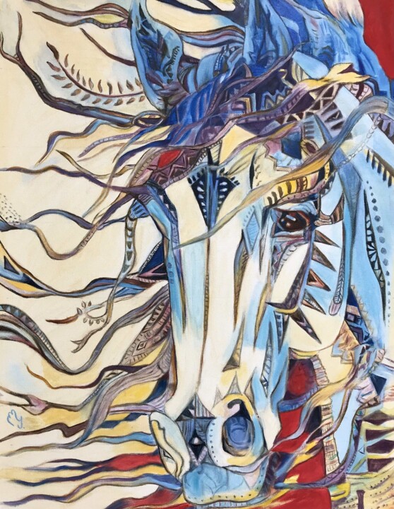 Картина под названием "Horse" - Lela Karamanishvili, Подлинное произведение искусства, Масло