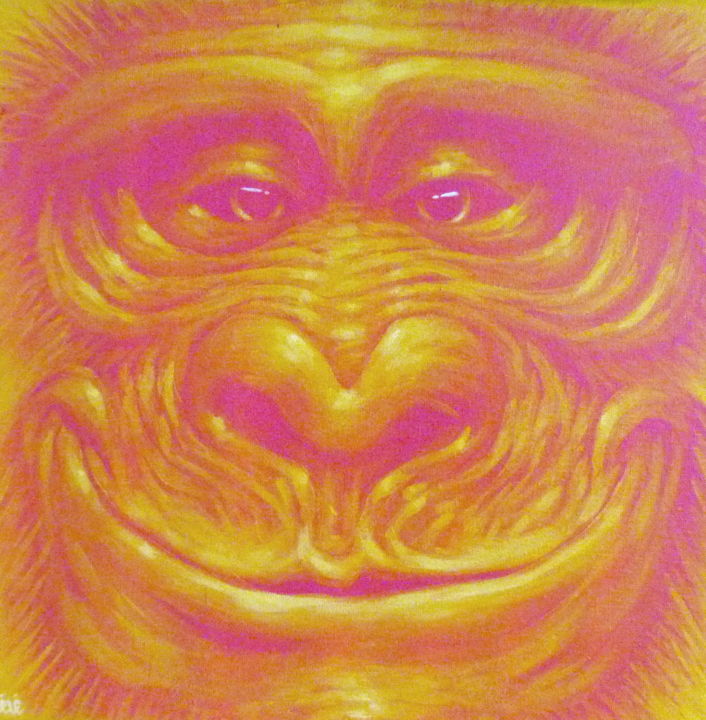 Peinture intitulée "Gorille #1" par Lélé, Œuvre d'art originale, Bombe aérosol Monté sur Châssis en bois