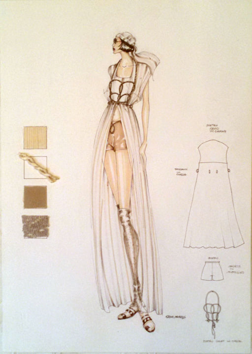 Dessin intitulée "Look Angel della co…" par Leletta - Fashion, Œuvre d'art originale, Conté