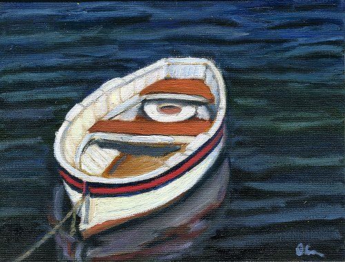 Painting titled "The boat" by Lelia Sorokina, Original Artwork