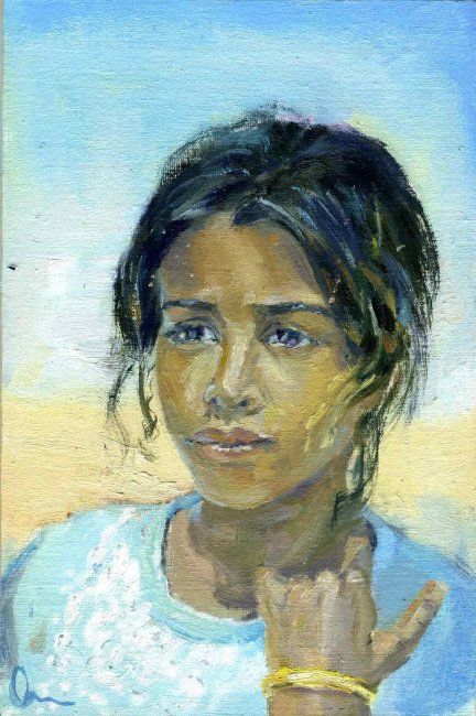Картина под названием "Wind.Soqotri Girl" - Lelia Sorokina, Подлинное произведение искусства