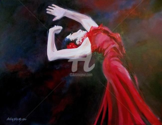 Painting titled "Flamenco" by Lelia, Original Artwork