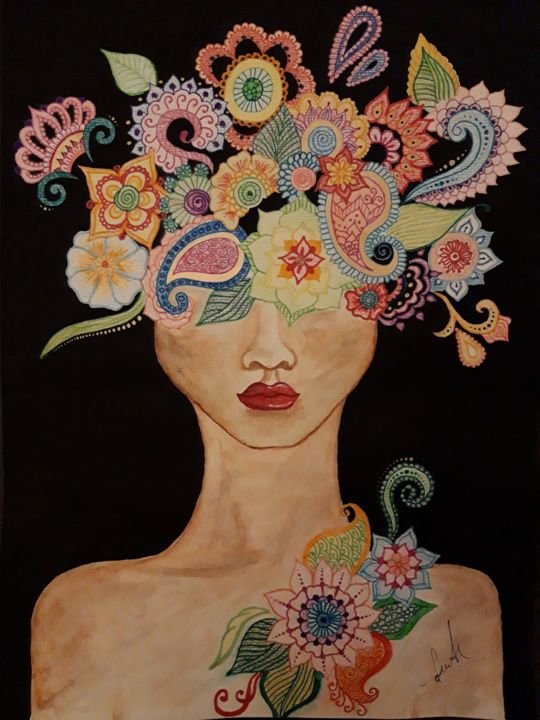 "Flower" başlıklı Tablo Leman Memmedova tarafından, Orijinal sanat, Guaş boya