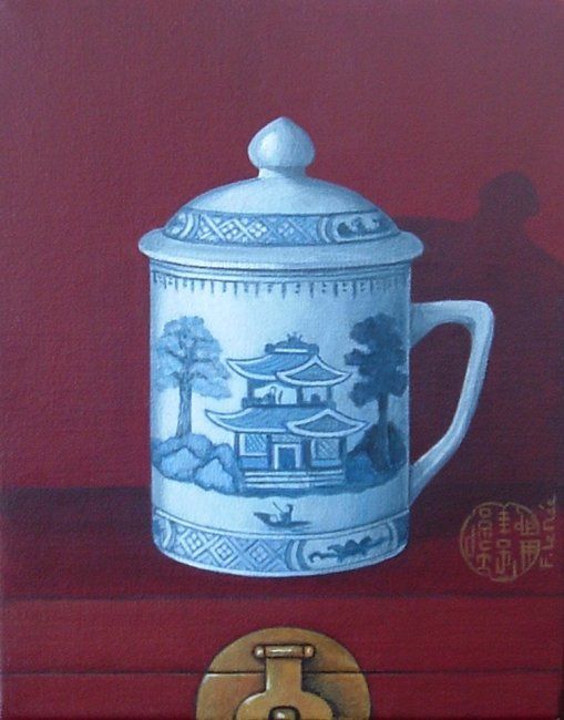 Peinture intitulée "Pot à thé" par Françoise Le Mée, Œuvre d'art originale, Huile