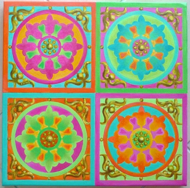 Peinture intitulée "Multicolores-4" par Françoise Le Mée, Œuvre d'art originale,