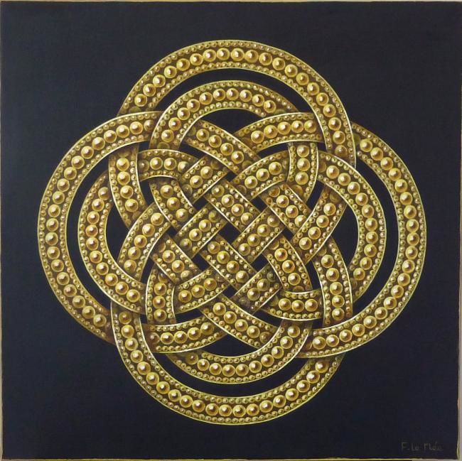 Peinture intitulée "Entrelacs celtiques…" par Françoise Le Mée, Œuvre d'art originale, Autre