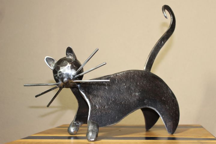 Sculpture intitulée "Chat" par Le Métaliste, Œuvre d'art originale, Métaux