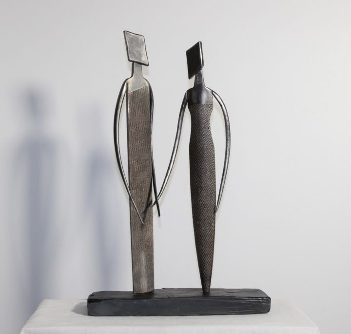 Sculpture titled "Duo" by Le Métaliste, Original Artwork, Metals