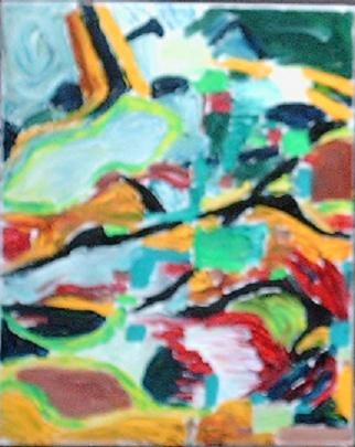 Картина под названием "abstrait arbre vert" - Jean Yves Lemeur, Подлинное произведение искусства, Масло