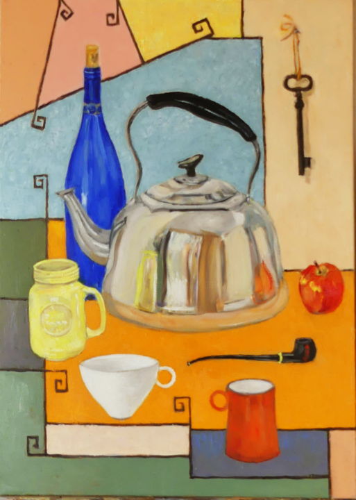 Картина под названием "still-life-oil-on-c…" - Lubalem, Подлинное произведение искусства, Масло