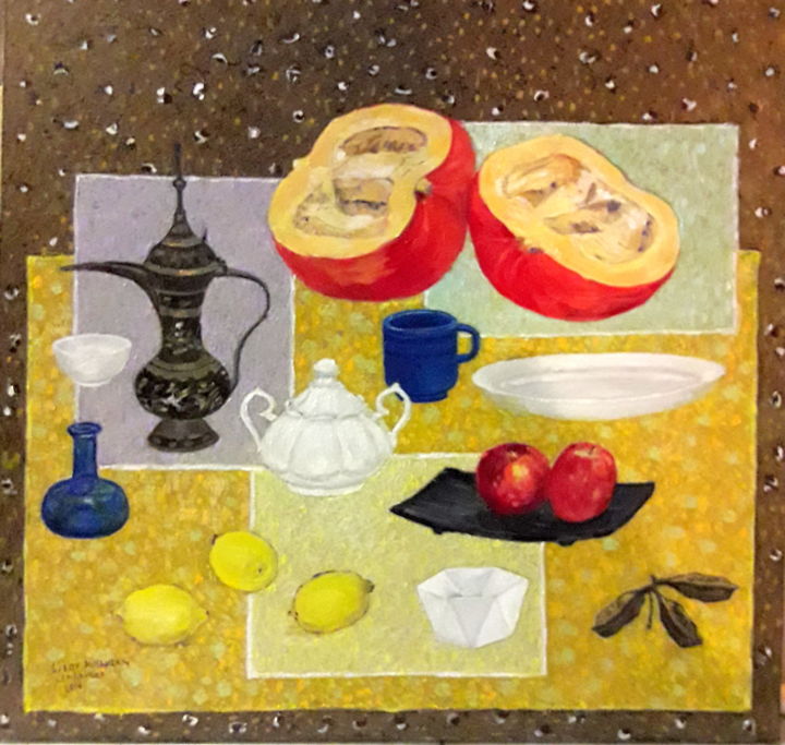 Painting titled "Still life with pum…" by Lubalem, Original Artwork, Oil