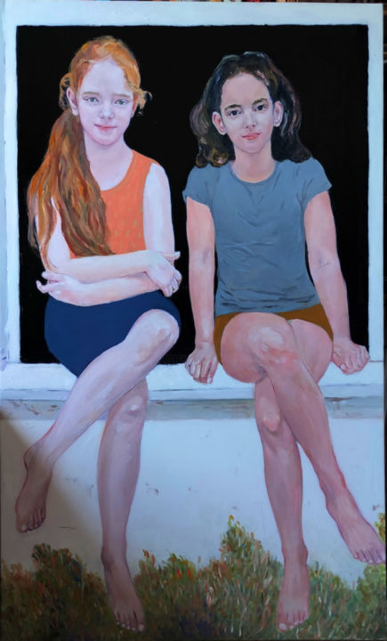 Картина под названием "Portrait of girls L…" - Lubalem, Подлинное произведение искусства, Масло