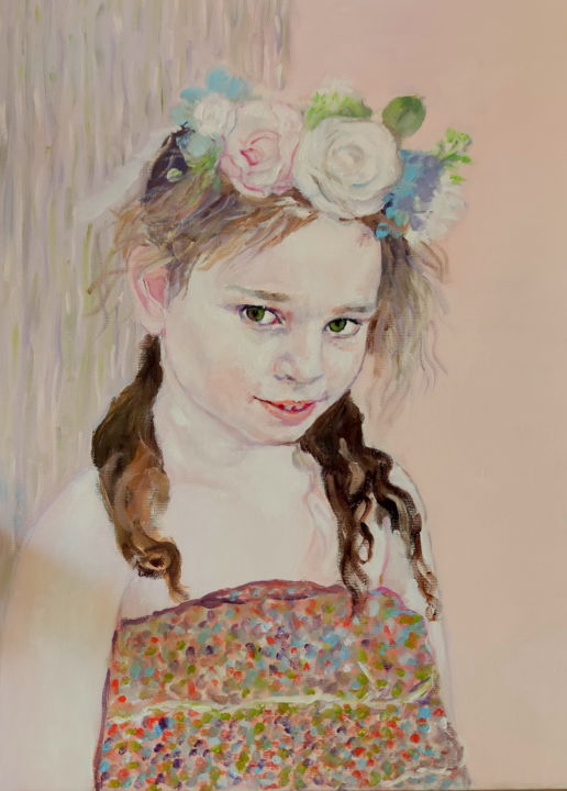 Pintura intitulada "Portrait of girl  N…" por Lubalem, Obras de arte originais, Óleo