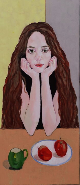 Painting titled "Portrait of girl Li…" by Lubalem, Original Artwork, Oil