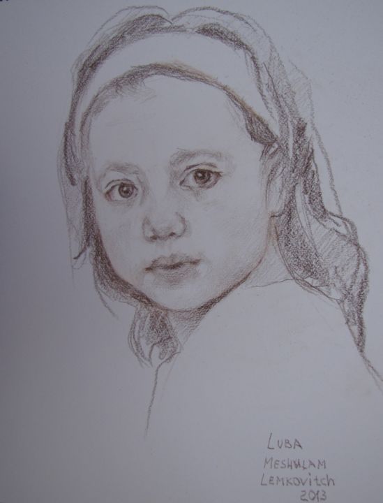 Drawing titled "Portrait of girl Lia" by Lubalem, Original Artwork, Pencil