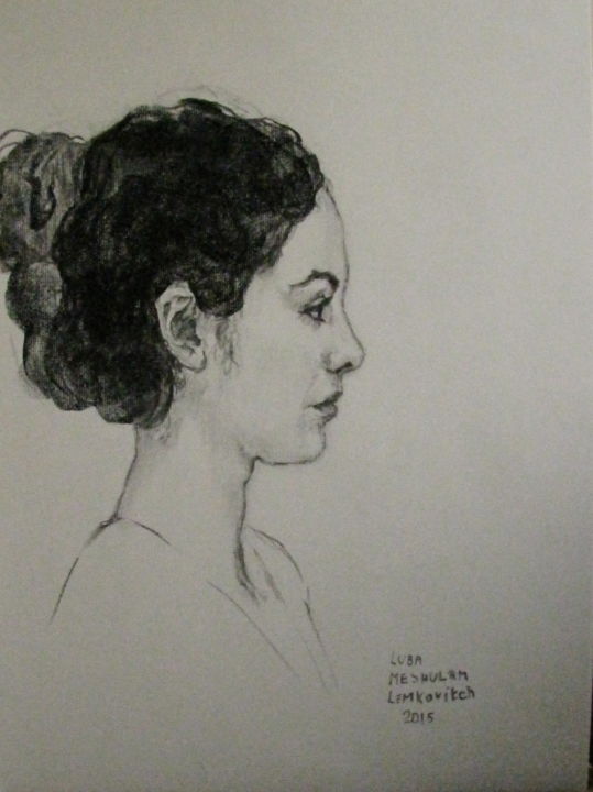 Drawing titled "portrait-of-young-w…" by Lubalem, Original Artwork, Charcoal