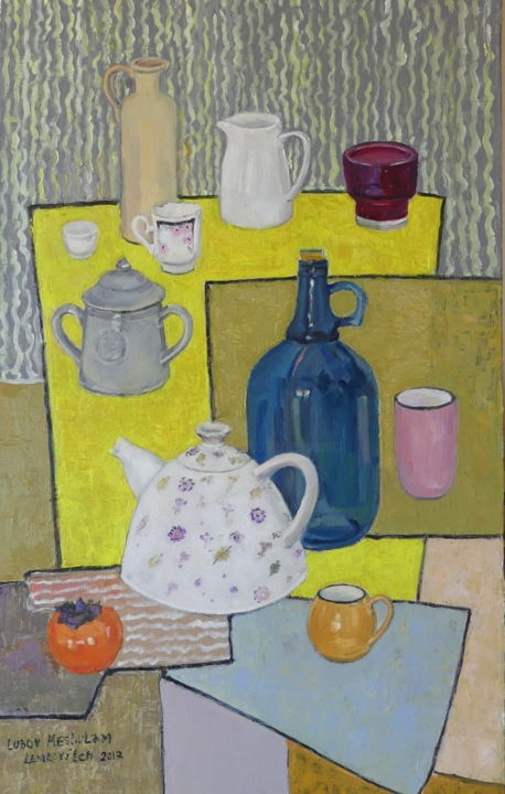 Painting titled "p1still-life-with-w…" by Lubalem, Original Artwork, Oil