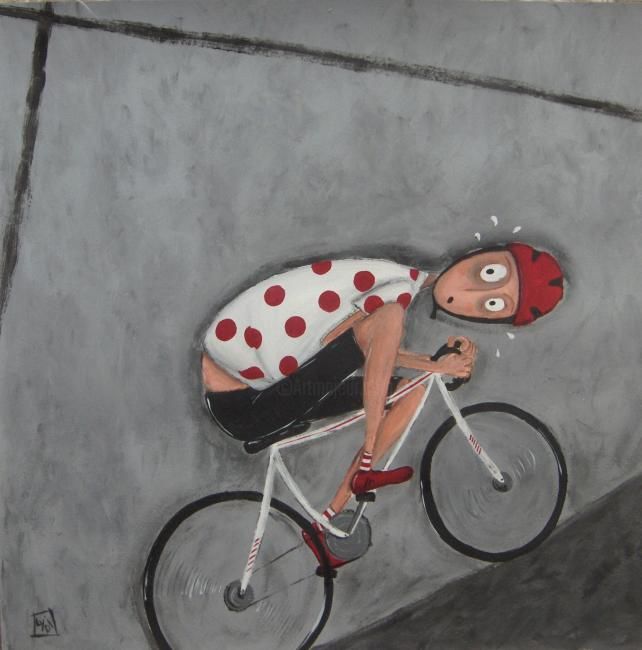 Schilderij getiteld "louison le cyclo" door Lydi, Origineel Kunstwerk