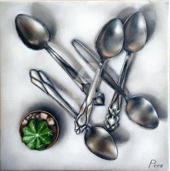 Peinture intitulée "Spoon" par Olena Peretyatko, Œuvre d'art originale, Huile