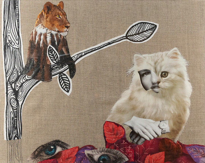 Collages titled "Cature. Series "Sti…" by Lena Ash, Original Artwork, Collages Mounted on Cardboard