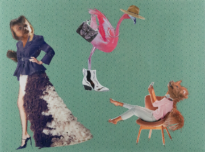 Collages getiteld "Selfies. Series "St…" door Lena Ash, Origineel Kunstwerk, Collages Gemonteerd op Karton