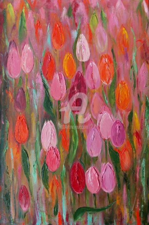 Painting titled "Spring in Kazakhsta…" by Elena Berezhnaya Be Lena, Original Artwork, Oil